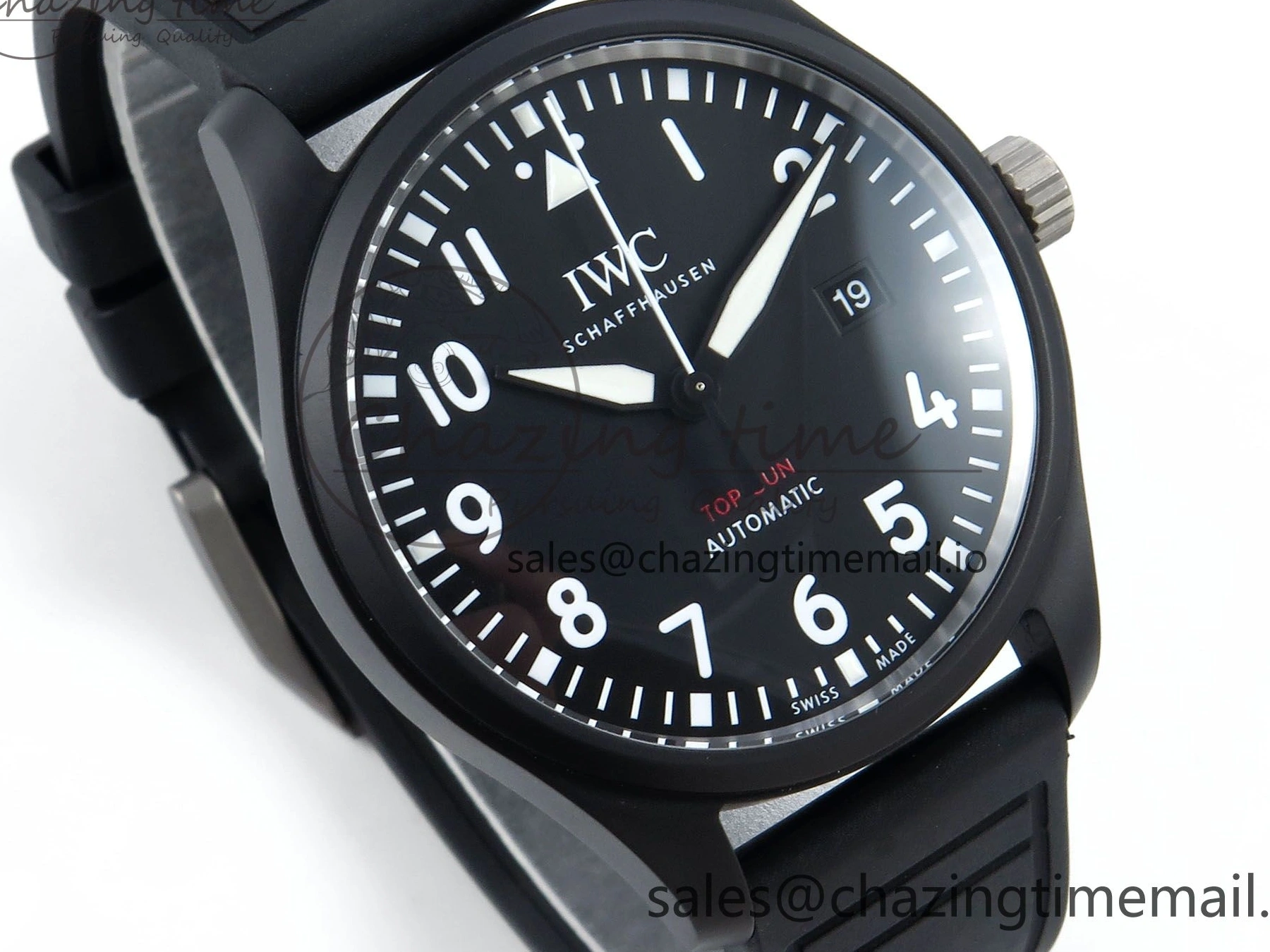 MIROTIME 0402 Pilot Top Gun IW326901 M+F 1:1 Best Edition Black Dial on Black Rubber Strap A SportInspired 6999